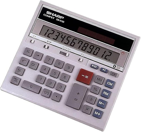 Sharp QS-2130 12-Digit Commercial Desktop Calculator with Kickstand, Arithmetic Logic, Battery and Solar Hybrid Powered LCD Display, Great for Home and Office Use