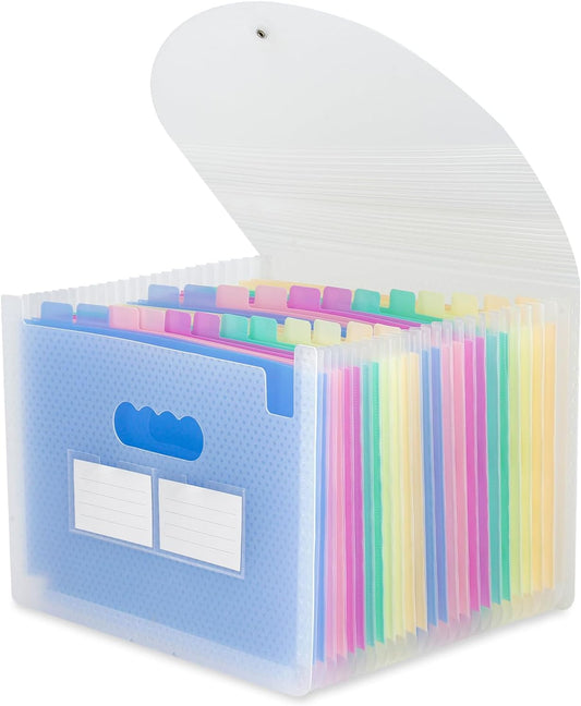 Accordion File Organizer, 24 Pockets Expanding File Folders, Portable Monthly Bill Receipt Documents Organizer with Colorful A-Z Tabs, Letter/A4 Size - Blue