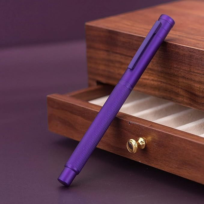 Hongdian 1851 Purple Forest Fountain Pen Medium Nib, Classic Design with Converter and Metal Pen Case