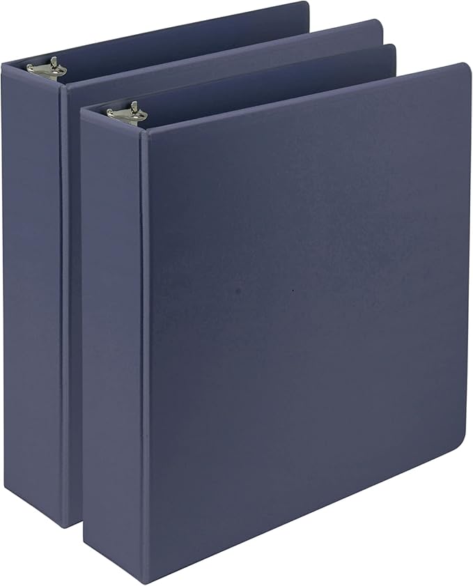 Samsill Plant-Based 2 Inch Durable D-Ring, Made in USA, View Binder, Eco-Friendly, USDA Certified Biobased, 2 Pack, Indigo Blue
