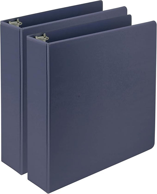 Samsill Plant-Based 2 Inch Durable D-Ring, Made in USA, View Binder, Eco-Friendly, USDA Certified Biobased, 2 Pack, Indigo Blue