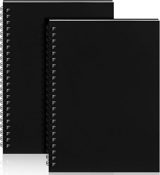 Yahenda 2 Pcs Spiral Notebook Bulk A5 Journal Lined 8.3'' x 5.5'' Writing Composition Paper Small Notepad Subject Notebook for Students Office Business Back to School Supplies (Black)