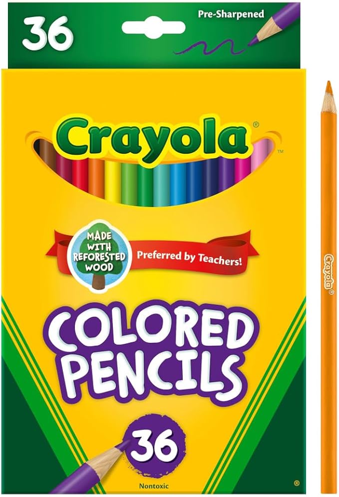 Crayola Colored Pencils (36ct), Kids Pencil Set, Back to School Essentials, Must Have Classroom Supplies for Kids, Pre-Sharpened Coloring Book Pencils, 3+