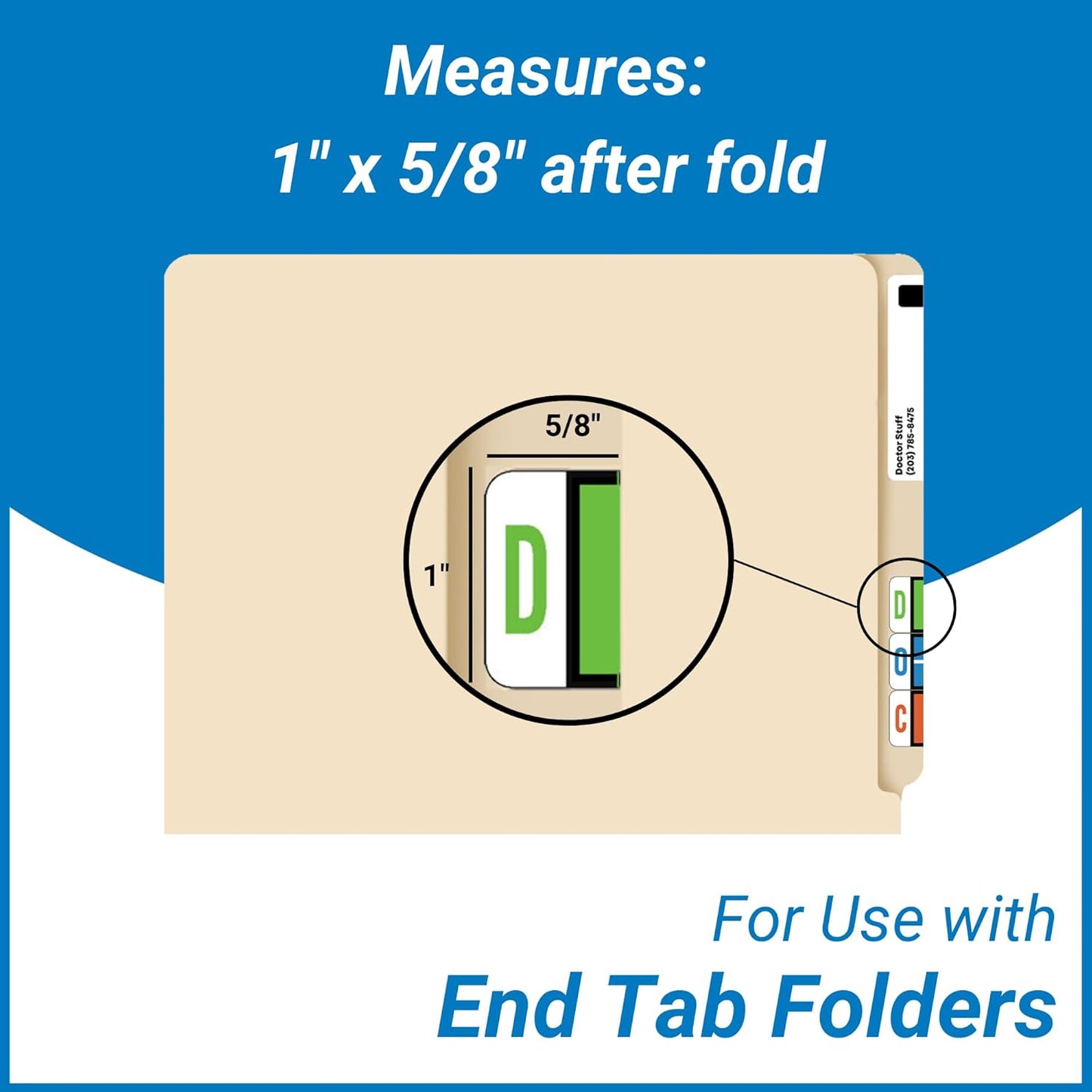 Doctor Stuff - File Folder Labels, Alphabet Letter, Complete Set A-Z Plus Alternate Green Mc, with Tray, Compatible with Smead BCCR/BCCS - TPAM Series, 1" x 1-1/4", 500/Roll