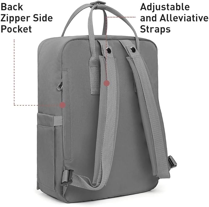 KALIDI Casual Laptop Backpack 15 Inches Classic Camping Rucksack Travel Outdoor Square Daypack College Hiking Gym Bag, Grey