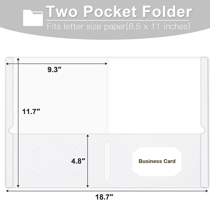 Folders with Pockets, LAYZZ 30 Pack Paper Pocket Folders, 2 Pocket Folders Fits Letter Size Paper, for School Office and Home (White)