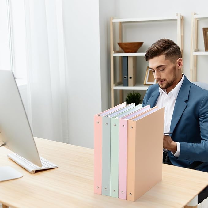 Ctosree 10 Pack Colored 3 Ring Binder with 2 Pockets Hardcover Loose Leaf Binder for Women Men Teacher Student School Office Home Supplies, Fits 11 x 8.5 Size Paper, 10 Colors(0.5",Fantasy Color)