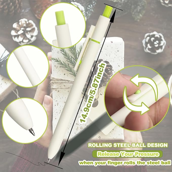 5 Pcs Colorful Gel Pens,0.5mm Fine Point for Journaling Note Taking Writing, Quick Dry Black Ink Pens for Office School Supplies Gifts for Women Teacher Students (White)