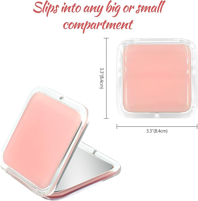 Compact Travel Magnifying Mirror - Snowflakes Small Pocket Mirror -1x/15x Magnification Cosmetic Mirrors Handheld Portable for Travel and Purses (Pink)