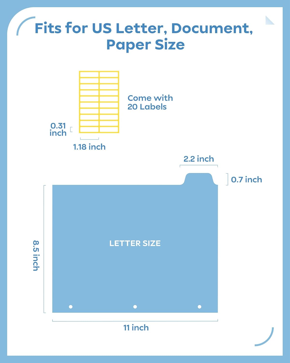 8 Tab Binder Dividers for 3 Ring Binder, 1 Set/8 Count, Thicken, Write & Erase Reusable Waterproof Plastic Binders for School & Office Files, Extra 20 Labels