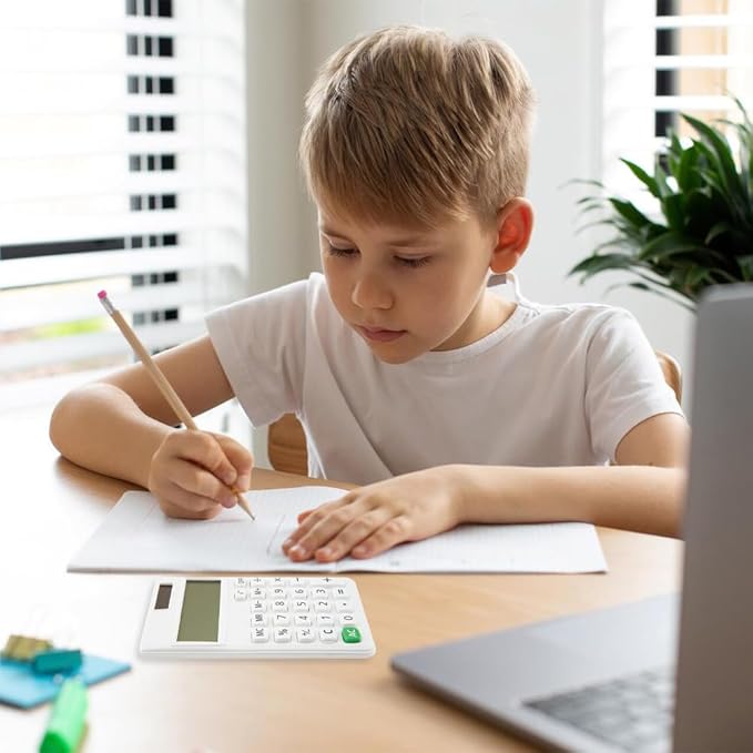 Basic Mini 4 Function Calculators,Calculator Small,Back to School First Day of School Supplies,Desk Calculator,White Solar Pocket Calculators for Students Home Office Middle