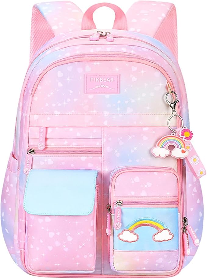 Girls Backpack, Kids Backpack for Girls with Compartments Elementary School Bag,School Backpack for Girls (Pink)