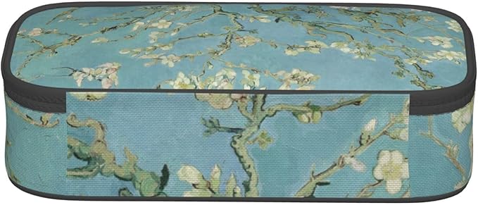 Van Gogh Almond Blossoms Large Pencil Case With Zipper Compartments Stationery Pencil Bag For Kids Teens Students School Supplies
