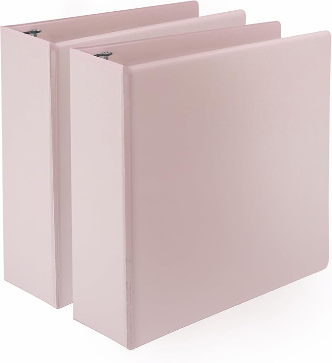 Samsill Plant-Based 3 Inch Durable D-Ring, Made in USA, View Binder, Eco-Friendly, USDA Certified Biobased, 2 Pack, Rose