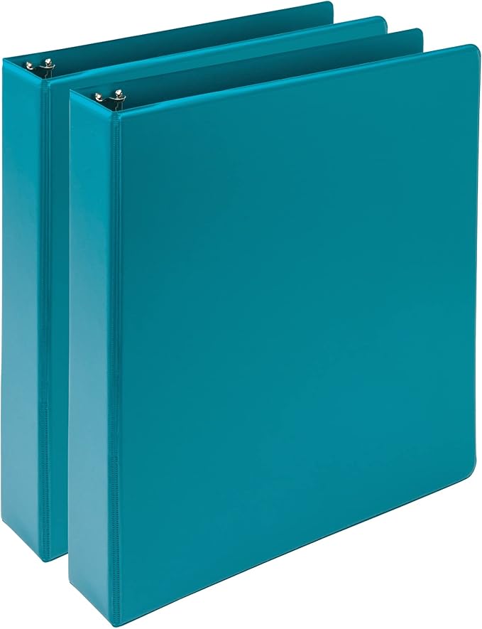 Samsill Plant-Based 1.5 Inch Durable Round Ring, Made in USA, View Binder, Eco-Friendly, USDA Certified Biobased, 2 Pack, Turquoise