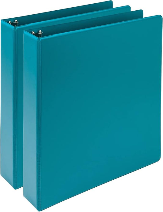 Samsill Plant-Based 1.5 Inch Durable Round Ring, Made in USA, View Binder, Eco-Friendly, USDA Certified Biobased, 2 Pack, Turquoise