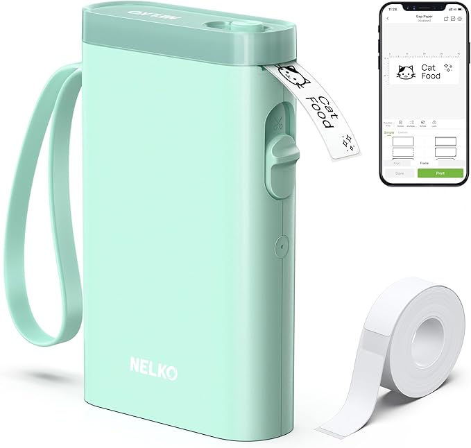Nelko Label Maker Machine with Tape, P21 Bluetooth Label Printer, Wireless Mini Label Makers with Multiple Templates for School Office Home, Green