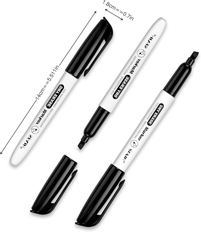 SFAIH Dry Erase Markers Chisel Tip Bulk, 144 Pack Black White Board Markers, Versatile Lines, Low Odor, 1s Quickly Dry, Perfect for School Supplies and Office