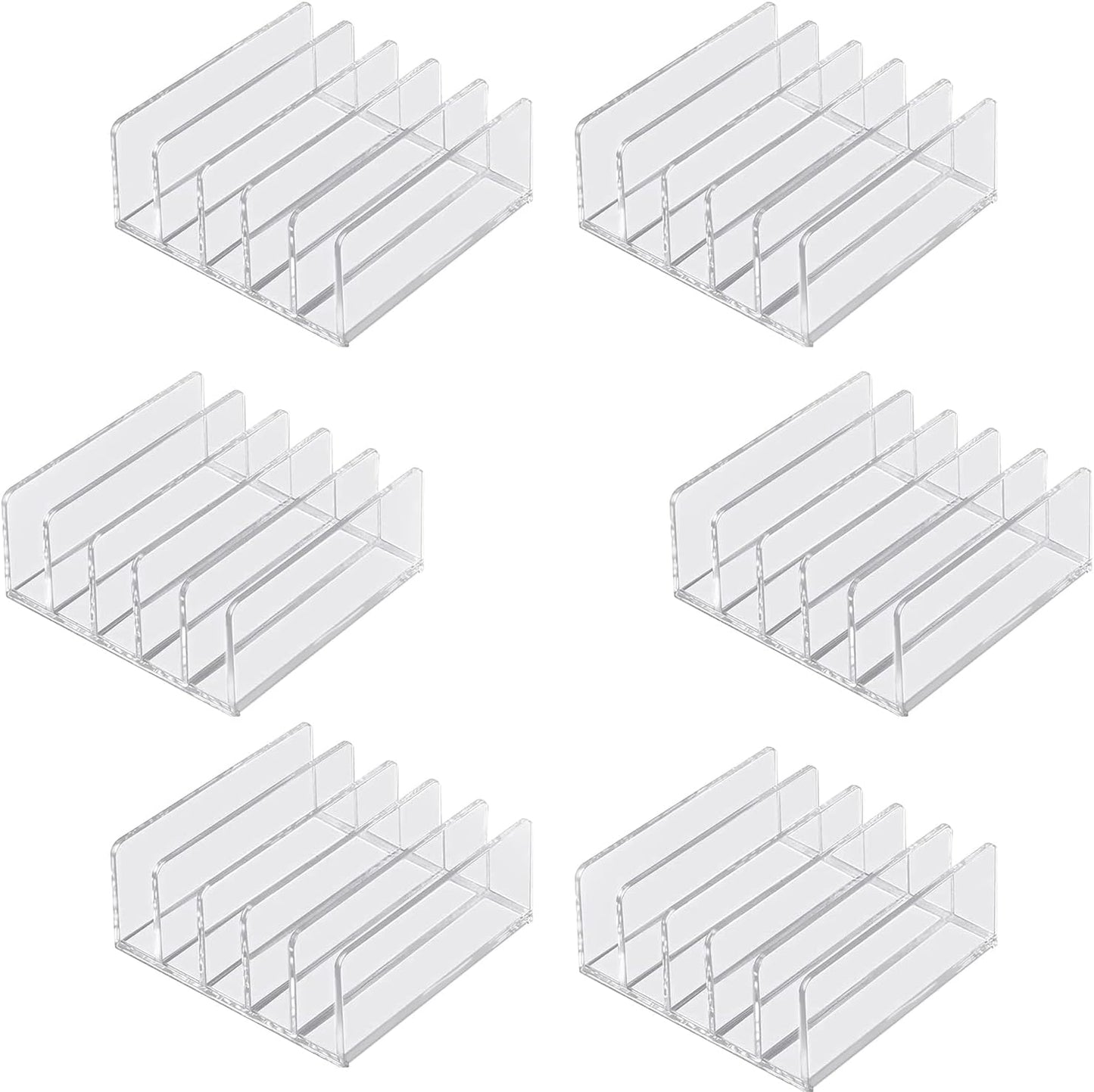 6Pack Acrylic Mail Organizer for Sorting Mail, Business Card, 5Slot Acrylic Mail Sorter for Desktop Shelf, Clear Bill Money Divider for Cash Envelope, Desk Organizer, Home and Office Use