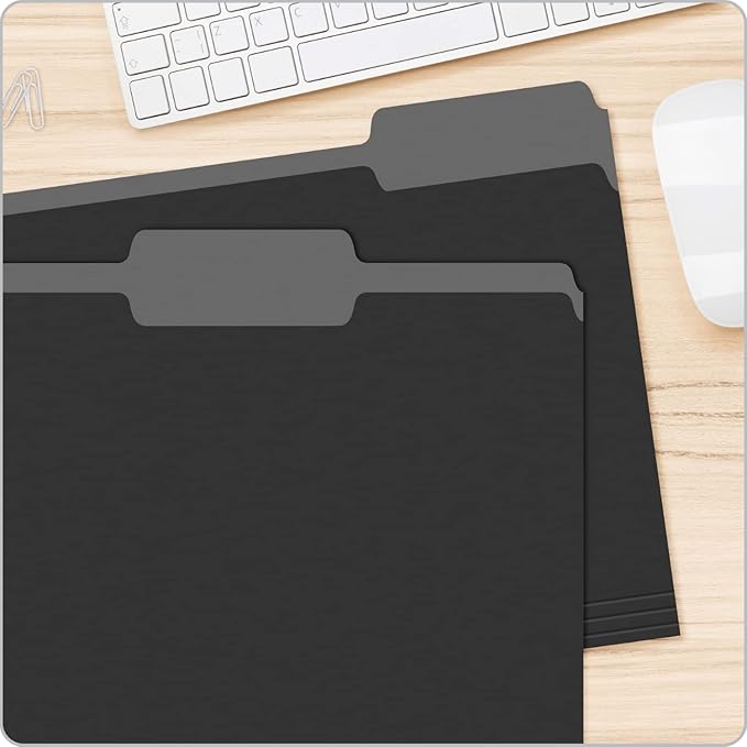Pendaflex Letter Size Black File Folders, 1/3-cut Tab - 100 Pack