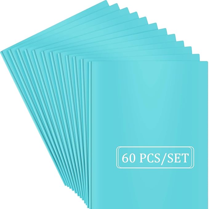 Heavy Duty Plastic Folder, 60 Pack, Pocket Folder with brads, Letter Size Poly File, Plastic Folders with 3 Prongs Fasteners - Assorted Color