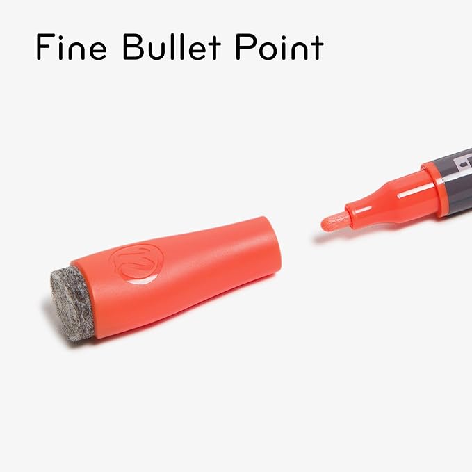 U Brands Fine Tip Liquid Glass Whiteboard Markers with Eraser for Glass Boards, Dry Erase Boards, and Chalk Boards, Assorted Bright Colors, Set of 12