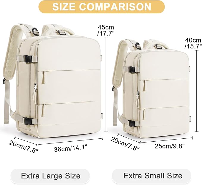 coofay Large Travel Backpack Carry on Flight Approved Mochila De Viaje Personal Item Backpack for Airlines Frontier Airlines Personal Item Bag Large Backpack for Travel Backpacks for Men Women Beige