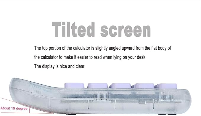 Mechanical Switch Calculator, Purple Calculator with Large LCD Display 8 Digit Tilt Screen and Big Button for Teachers Students Basic Office (Transparent and Purple)