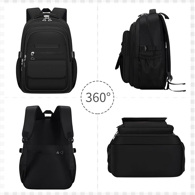 Cute Backpack for School Teen Girls Black Bookbag Aesthetic Womens Travel Book Bags for School Kids Student Back Packs