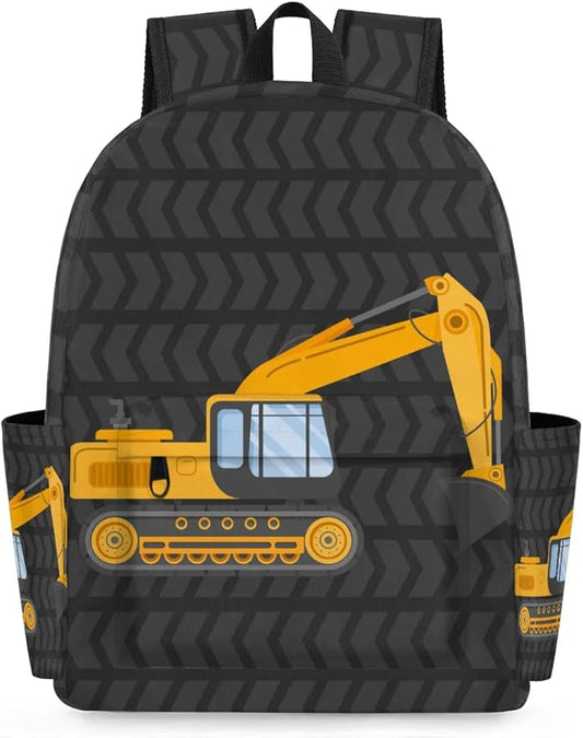 Cute Excavator Kids Backpack for Boys Girls Truck Car Preschool Toddler Backpack Kindergarten Nursery Bookbag Travel Children Lightweight School Bag