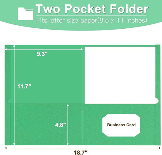 60 Pack 2 Pocket Folders, Letter Size, Green
