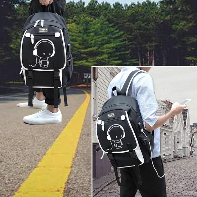 Asge Large 3 Piece Backpack Set - Boys & Girls Teenage Reflective Waterproof School Satchel for Travel & Outdoor