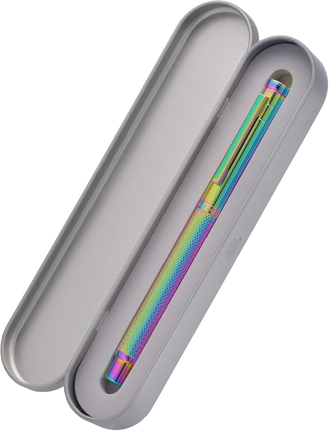 Hongdian 1851 Rainbow Forest Fountain Pen Medium Nib with Converter and Metal Pen Case Set