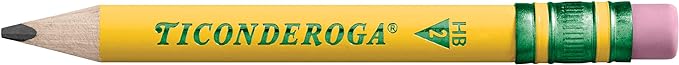 Ticonderoga My First Short Triangular Wood-Cased Pencils, 2 HB Soft, 12 Count Erasers, Pencil Shaped, 3-Pack Bundle