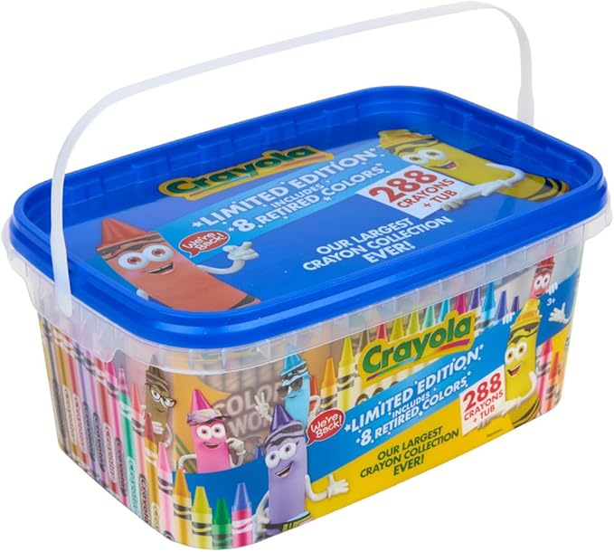 Crayola Crayon Tub - Limited Edition Colors (288ct), Bulk Crayons for Kids, Must Have Classroom Art Supplies for Preschool & Kindergarten, Bulk Classroom Essentials
