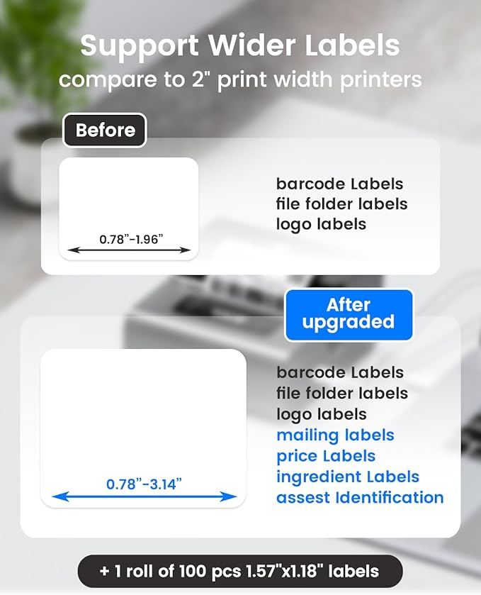 Phomemo M221 Label Maker, New Upgraded 3 Inch Bluetooth Thermal, Easier & More Stable, for Product, Address, Barcode, Small Business, Portable Label Printer DIY on Phone/PC, Space Gray,+100 Labels