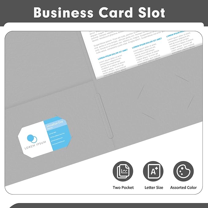 Two Pocket Folders, PANDRI 50 Pack 2 Pocket Folders, Letter Size Paper File Folder for School Office Home Business, Assorted 5 Colors