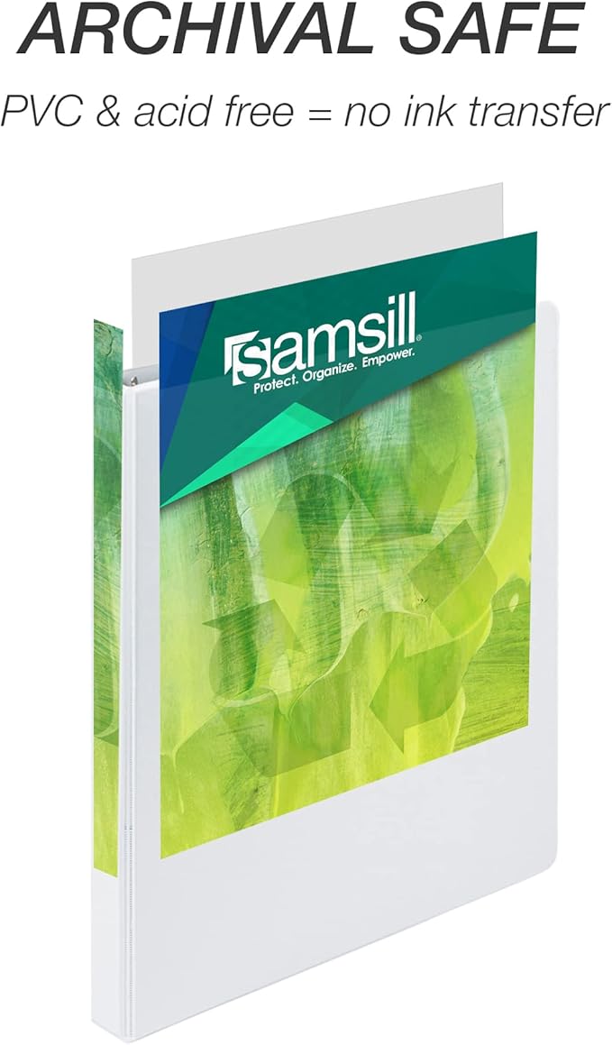 Samsill Plant-Based 1/2 Inch Durable Round Ring, Made in USA, View Binder, Eco-Friendly, USDA Certified Biobased, 12 Pack, White