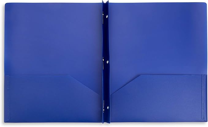 Blue Summit Supplies 30 Pack Plastic Two Pocket Plastic Folders with Prongs Bulk, Assorted Dark Color Poly Folders with Pockets and Prongs Bulk, Blue, Red, and Black, 3 Prong, Letter Size
