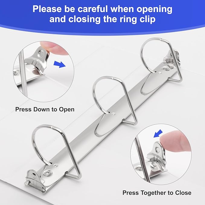 Comix Sturdy 2 Inch D-Ring Binders, 2'' 3 Ring Binder with Clear View Cover, Holds 500 Sheets of 8.5" x 11" Paper, 6 Pack (White)