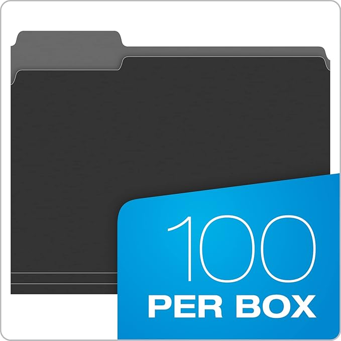 Pendaflex Letter Size Black File Folders, 1/3-cut Tab - 100 Pack