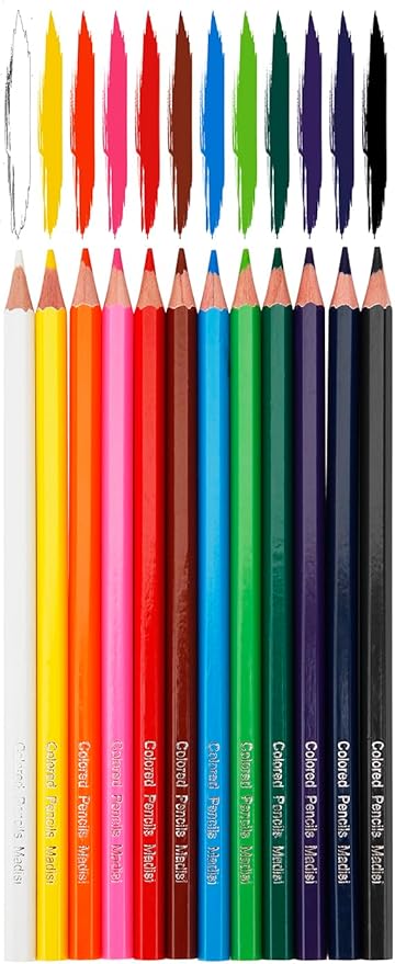 Madisi Colored Pencils Bulk - Pre-Sharpened - 12 Assorted Colors - 336 Bulk pack
