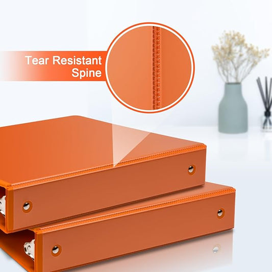 COMIX 3 Ring Binder 1.5 inch with Clear View Cover, 1.5" View Binder Holds 300 Sheets of US Letter Size Paper, 6 Pack (Orange)