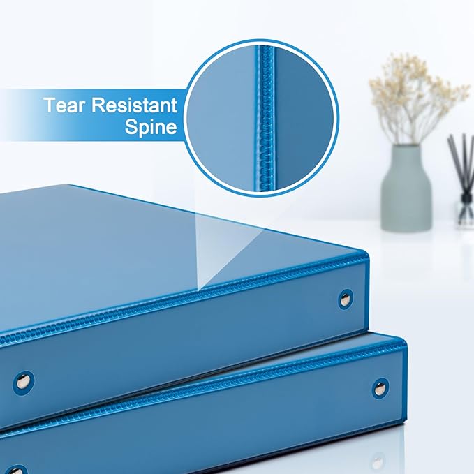 COMIX 3 Ring Binder 2 inch with Clear View Cover, 2" View Binder Holds 450 Sheets of US Letter Size Paper, 6 Pack (Light Blue)