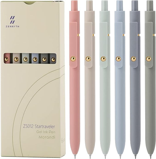 Ddaowanx Gel Pens, 6 Pcs 0.5mm Quick Dry Black Ink Pens Fine Point Smooth Writing Pens, Cute Office School Supplies Gifts for Women