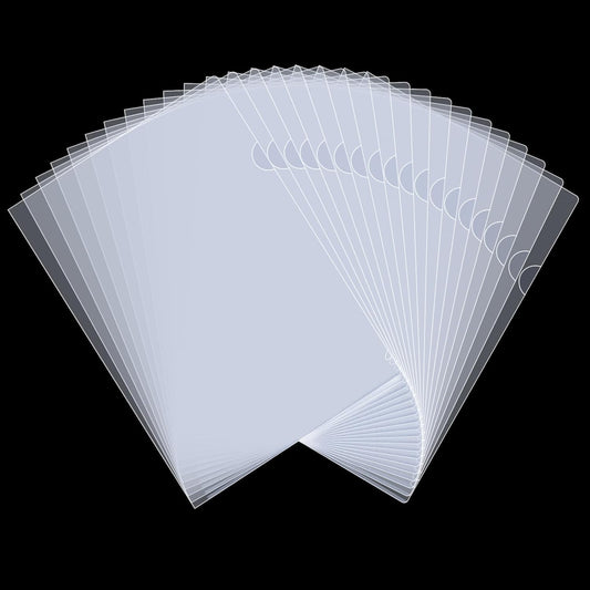 40PCS Plastic Clear Document Folders,L-Type Transparent Folder Project Pockets for A4/ Letter Size,18C (1.8mm) Thick