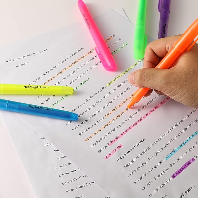 270 Pcs Highlighters Assorted Colors, Chisel Tip Multicolor Highlighter Marker Set, Quick-Drying Pen Highlighter for Classroom School Home Office (270Pcs, 6 Colors)