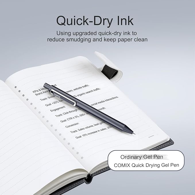 Comix Gel pens,10 Pack,Dual Ball Nib,Fine Point 0.5 mm,Black Quick Dry Ink, Low Center of Gravity Counterweight Signing Pen,Ideal for Smooth Writing