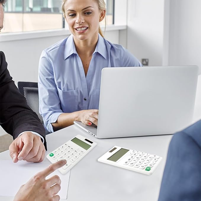 Basic Mini 4 Function Calculators,Calculator Small,Back to School First Day of School Supplies,Desk Calculator,White Solar Pocket Calculators for Students Home Office Middle