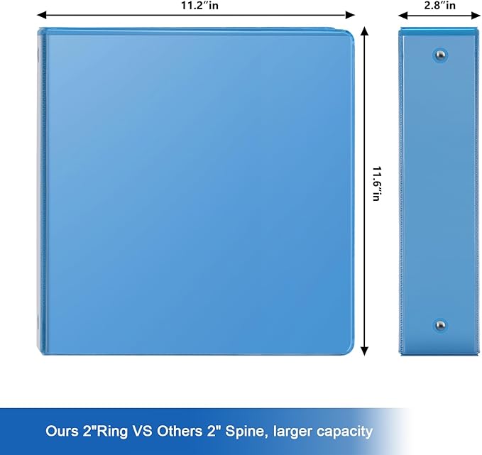 COMIX 3 Ring Binder 2 inch with Clear View Cover, 2" View Binder Holds 450 Sheets of US Letter Size Paper, 6 Pack (Light Blue)